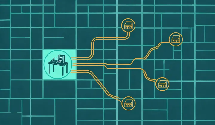 Map illustration of the Extech Multimeter application desk