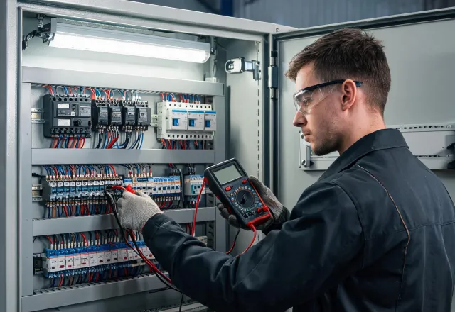 Panel builder validating control multimeter wiring